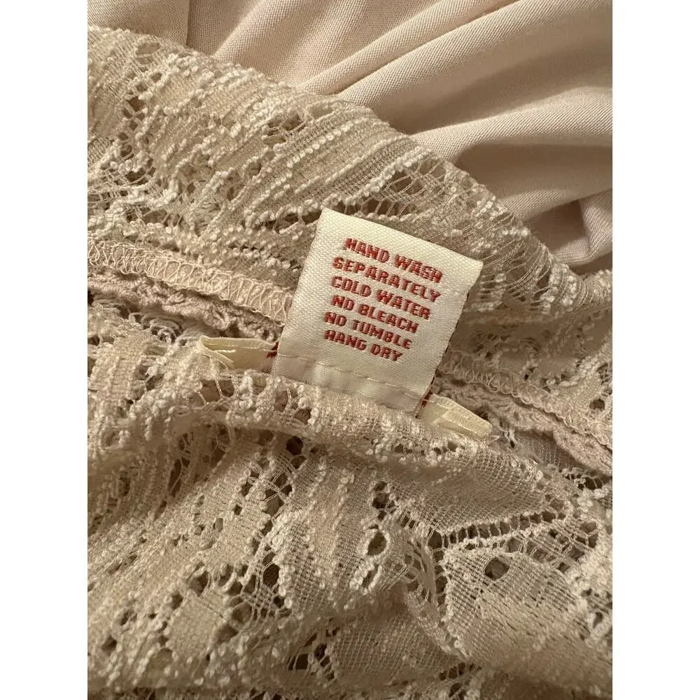 SUNDANCE Dress | Ivory Lace Sweetheart Midi Lined Short Sleeve Romantic | LARGE - Picture 9 of 9